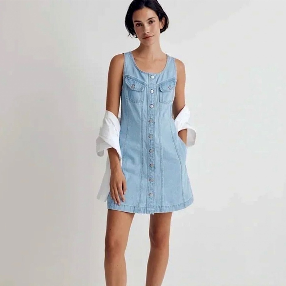 MADEWELL Denim Mini Dress in Blue Palomilla Wash - Picture 2 of 12
